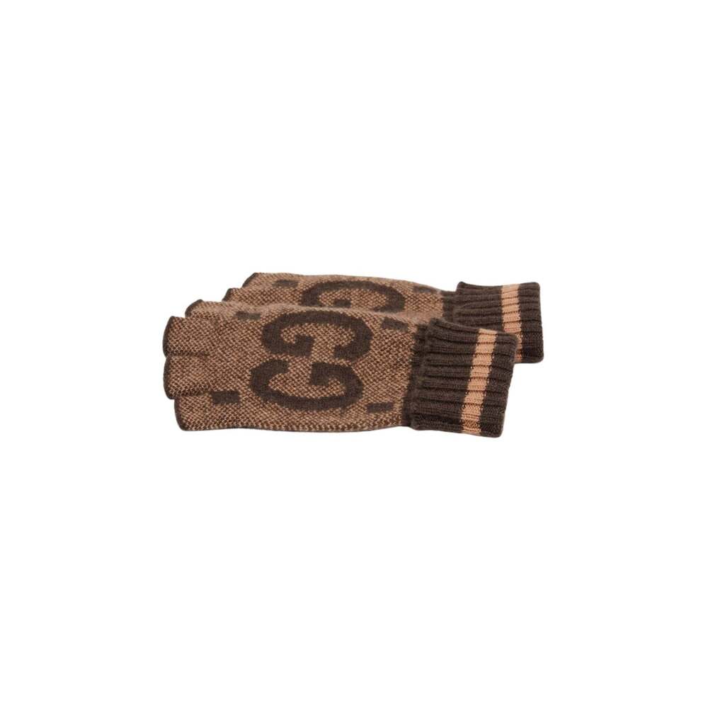 Gucci - Brown Cashmere GG Fingerless Gloves - L - Picture 4 of 5